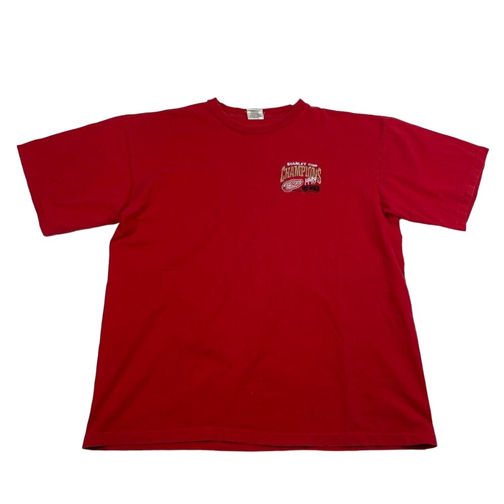 Vintage Detroit Red Wings NHL Stanley Cup Champions 90s Red Shirt Size XXL